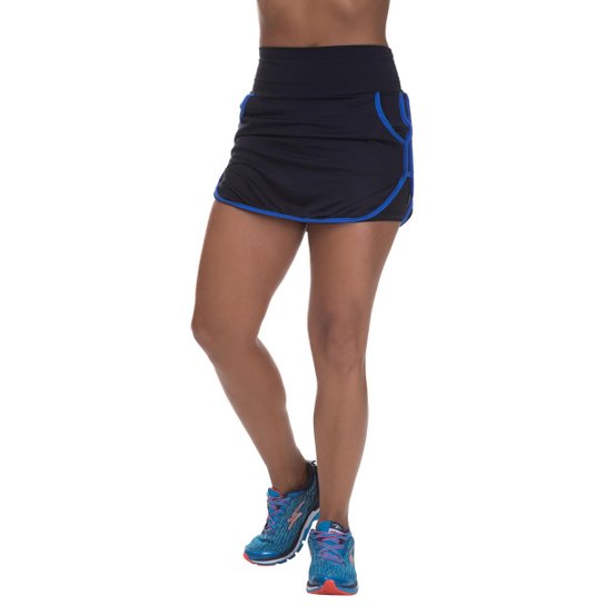 Shorts Saia Mis Blessed com Dry Fit Feminino - Preto+Azul