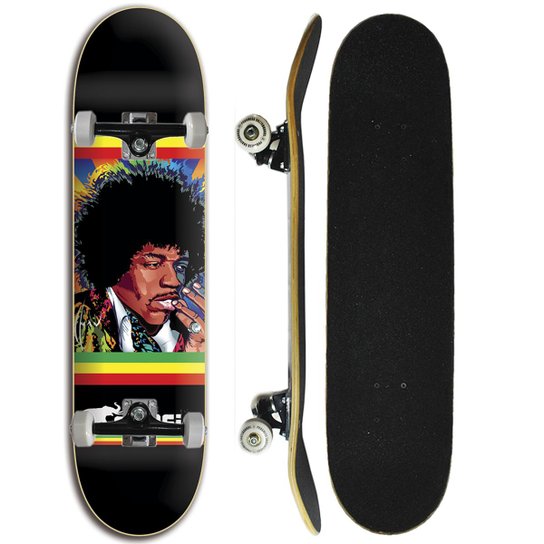 Skate Completo Iniciante Marfim - Hendrix - Preto