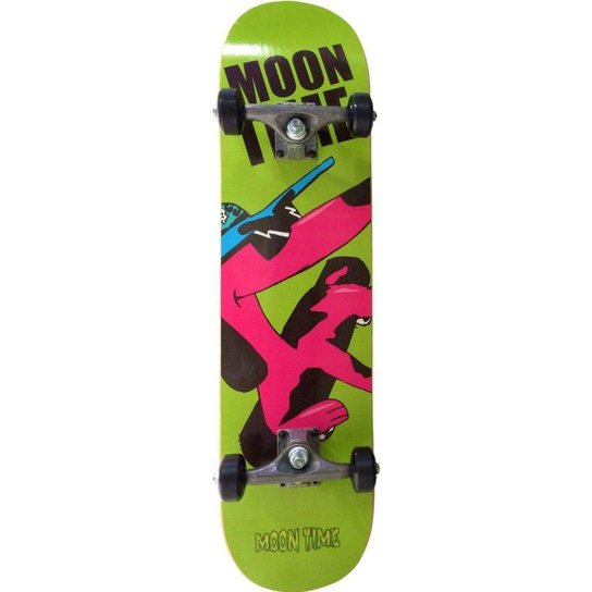 Skate Completo OWL Sports Moon Time 32" X 7,6" - Verde+Rosa