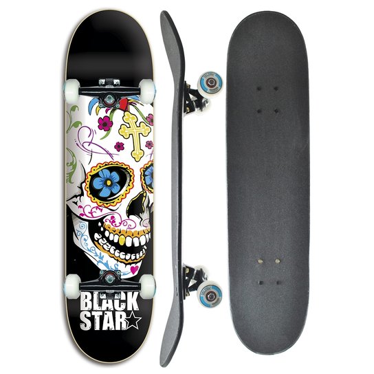 Skate completo Profissional Black Star Cruz 8.0 - Preto