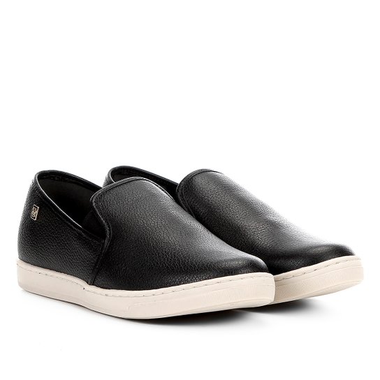 Slip On Couro Loucos & Santos Básico Feminino - Preto