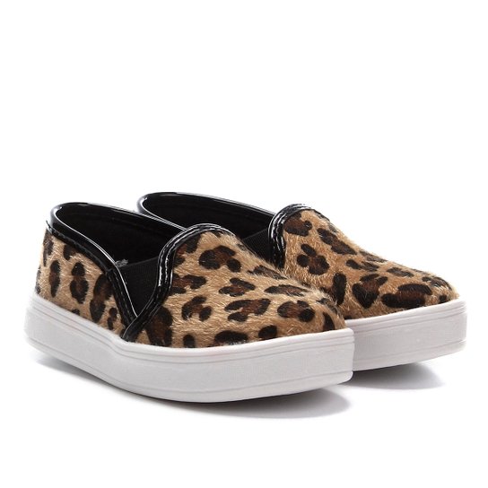 Slip On Infantil Tininha Animal Print Onça Feminino - Onça