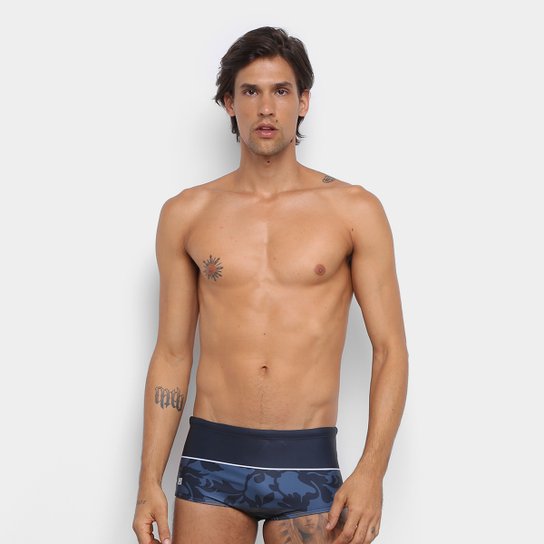 Sunga Hang Loose Estampada Masculina - Azul+Cinza