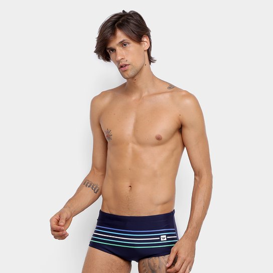 Sunga Larga Hang Loose Estampada - Azul+Verde