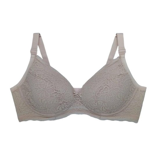 Sutiã Plus Size Liebe Reforçado Com Sustentação E Renda - Bege