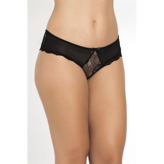 Tanga Recco de Renda Com Elastico - Preto