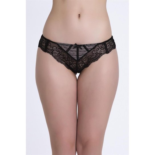 Tanga Recco de Tule Renda - Preto
