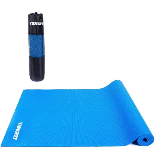 Tapete Yoga Mat Pilates Ginástica 173x61x0,5cm Com Bolsa - Azul