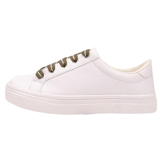 Tênis Chiquiteira Casual Sola Cadarço Feminino - Verde+Branco