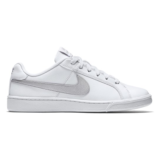 Tênis Couro Nike Court Royale Feminino - Branco+prata