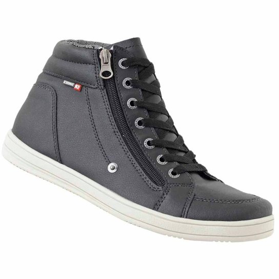 Tênis D&R Shoes Cano Curto em Couro Masculino - Preto