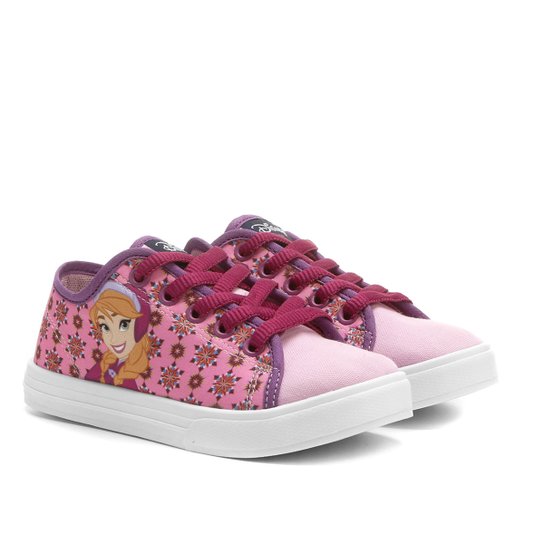 Tênis Disney Cano Baixo Anna Menina Infantil - Rosa+Violeta