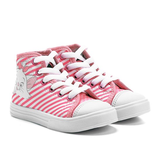Tênis Disney Marie Cano Alto Menina Infantil - Rosa+Branco