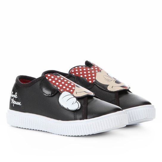 Tênis Infantil Disney Minnie Velcro - Preto+Branco