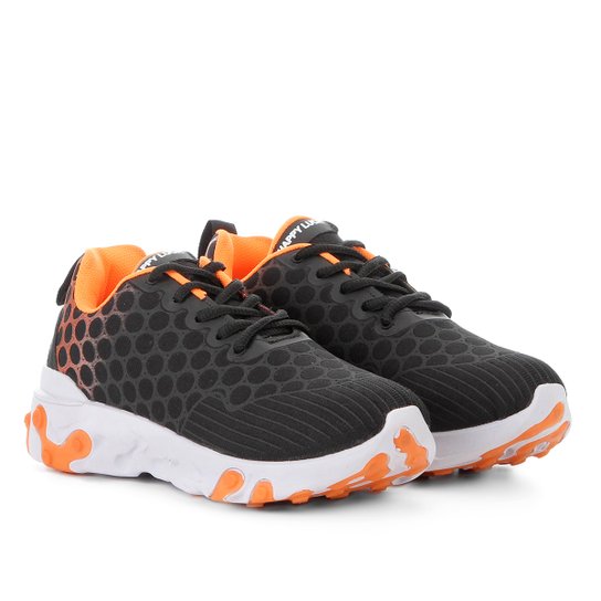 Tênis Infantil Happy Luck Sport Círculos Masculino - Preto+Laranja