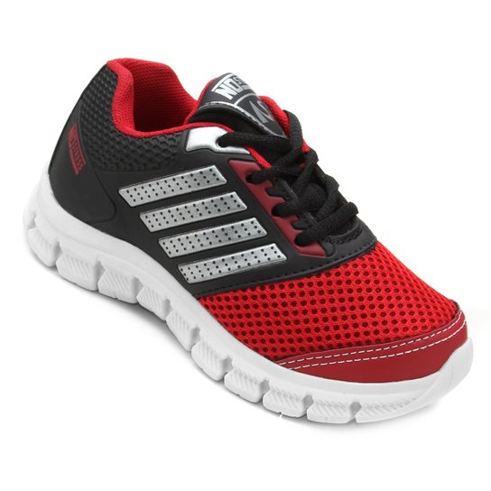Tênis Infantil No Stress Jogging 621 - Preto+Vermelho