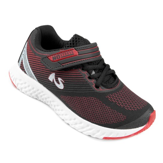Tênis Infantil No Stress Running Velcro - Preto+Vermelho