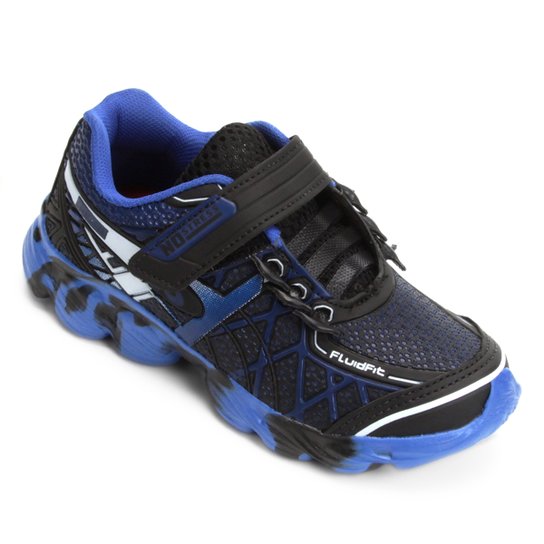 Tênis Infantil No Stress Running Velcro - Preto+Azul