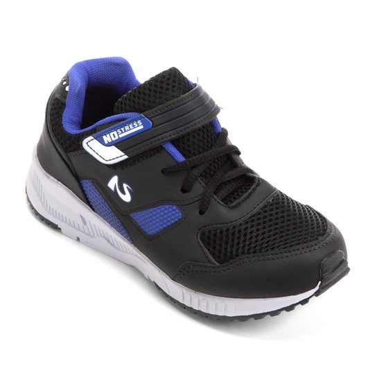 Tênis Infantil No Stress Velcro - Preto+Azul