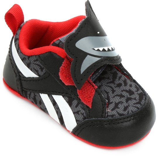Tênis Infantil Reebok Velcro Tubarão Vtrflex Critter - Preto+Vermelho