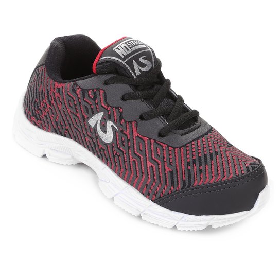 Tênis Jogging Infantil No Stress - Preto+Vermelho