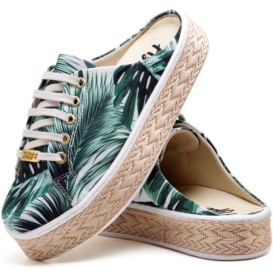 Tênis Mule Estampado Feminino - Verde
