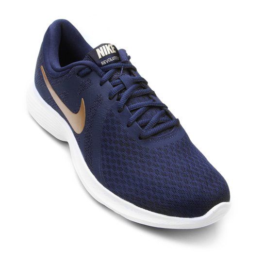 Tênis Nike Wmns Revolution 4 Feminino - Marinho+Dourado