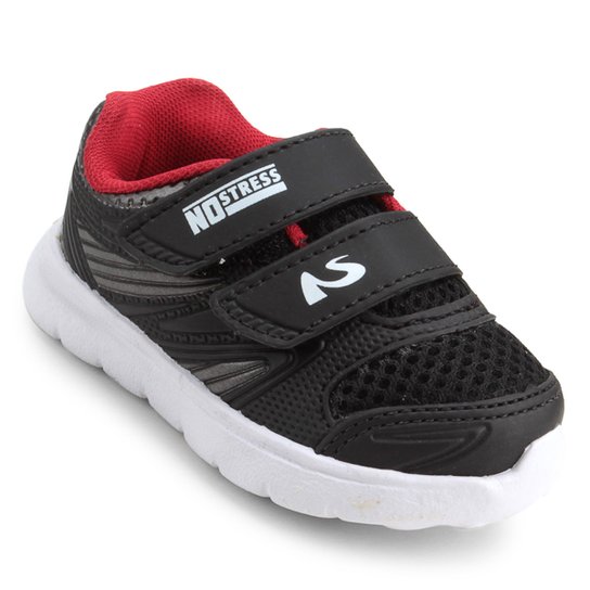 Tênis No Stress Infantil Velcro Menino - Preto+Vermelho