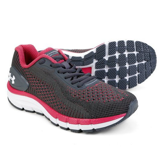 Tênis Under Armour Charged Skyline - Cinza+Pink