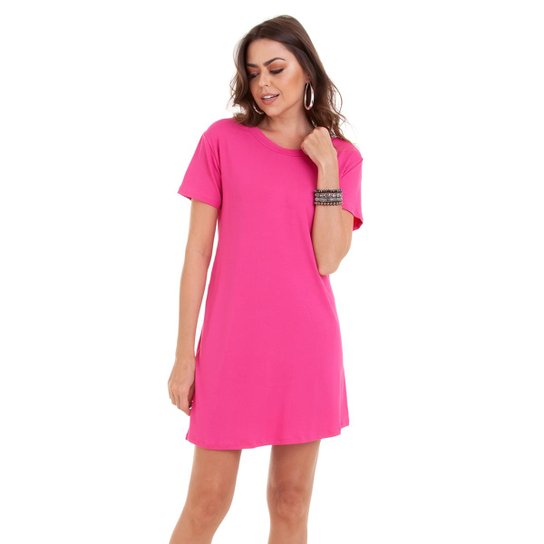 Vestido Manola Liso Reto Semi Rodado - Pink