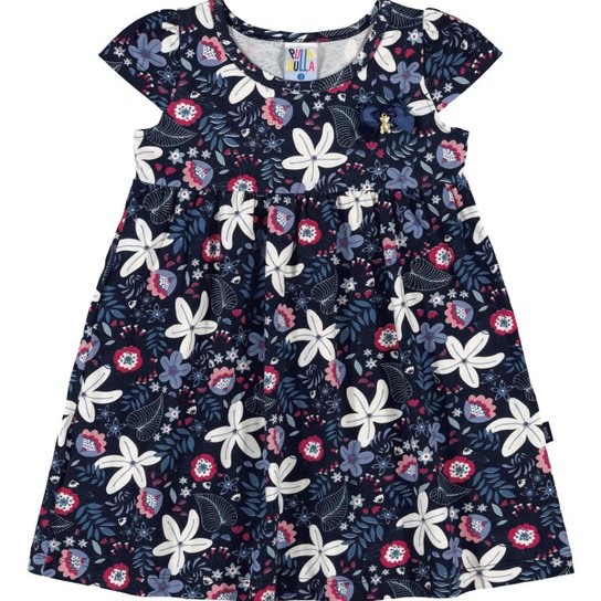 Vestidos Infantil Pulla Bulla Primeiros Passos Meia Malha - Marinho