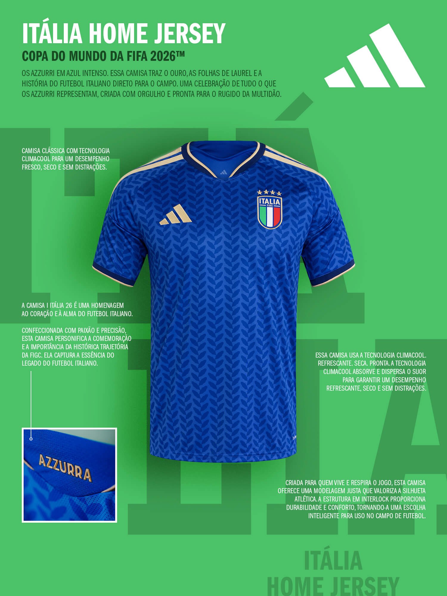 Netshoes Camisa Adidas It&aacute;lia Copa 2026
