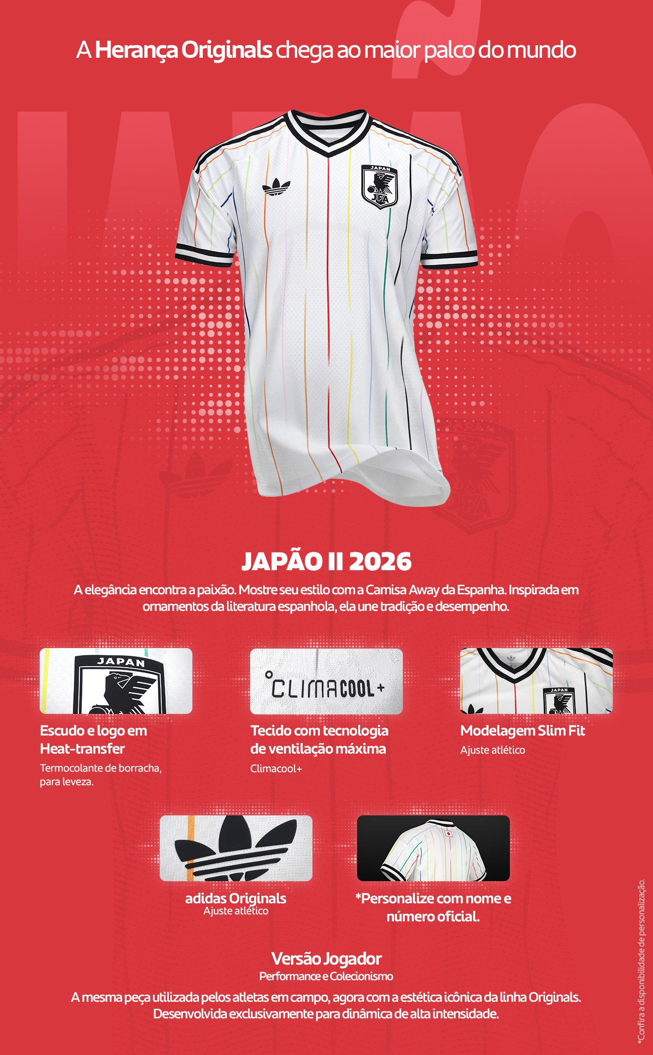 Camisa Seleção Japão Away 2026 s/nº Jogador Adidas Originals