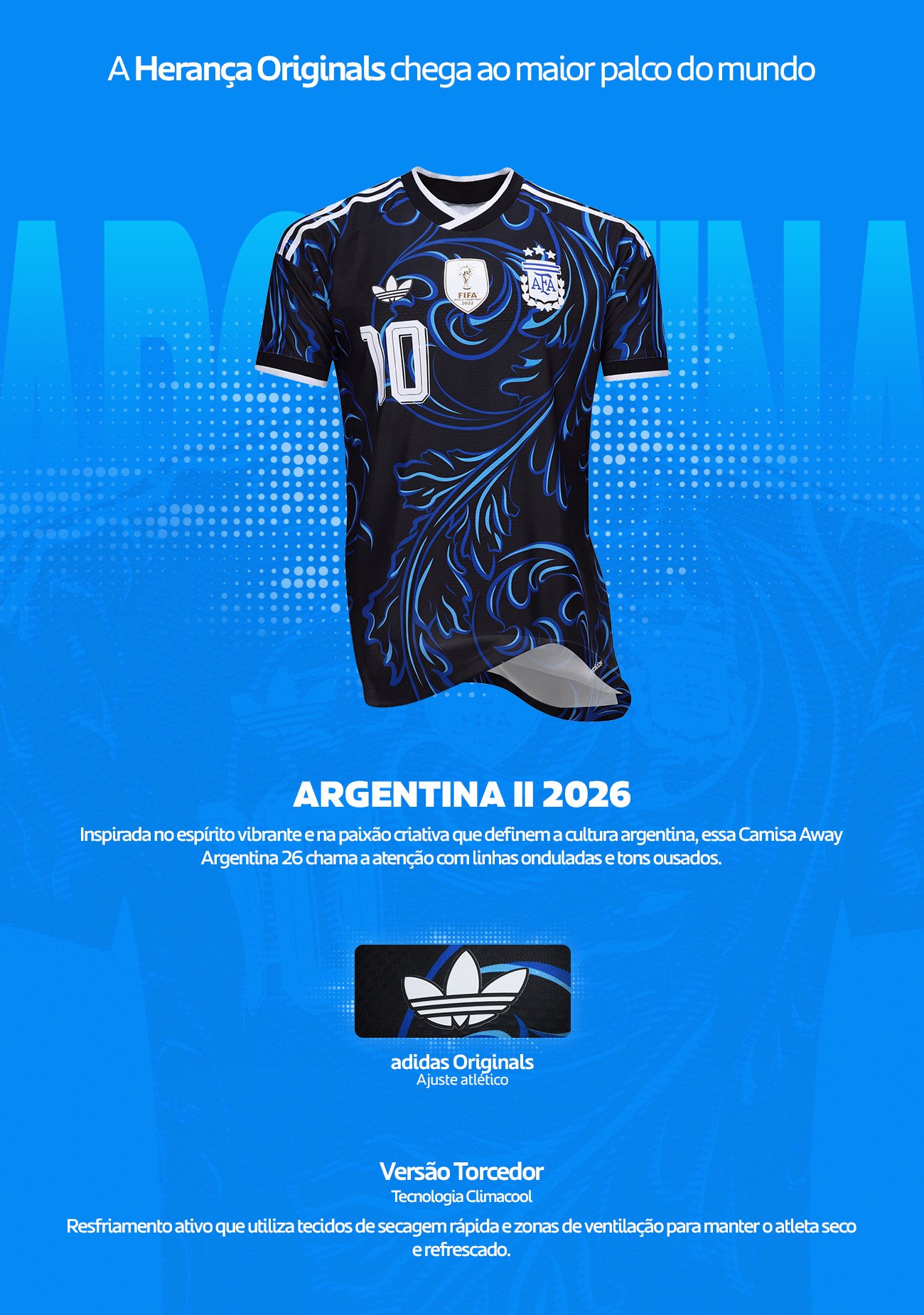 Camisa Seleção Argentina Away 2026 nº 10 Messi Torcedor Adidas