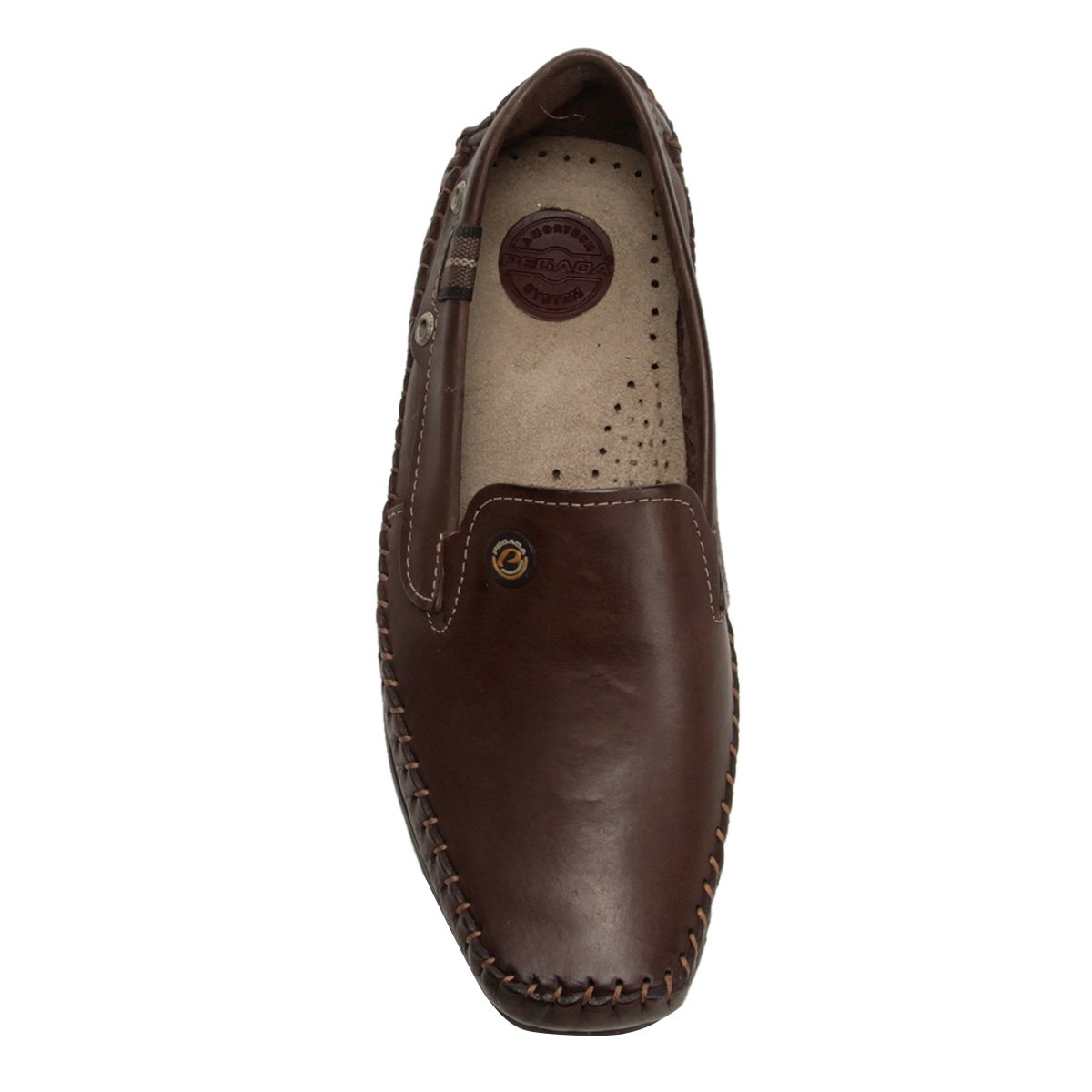 Mocassim Couro Pegada Bico Quadrado Masculino