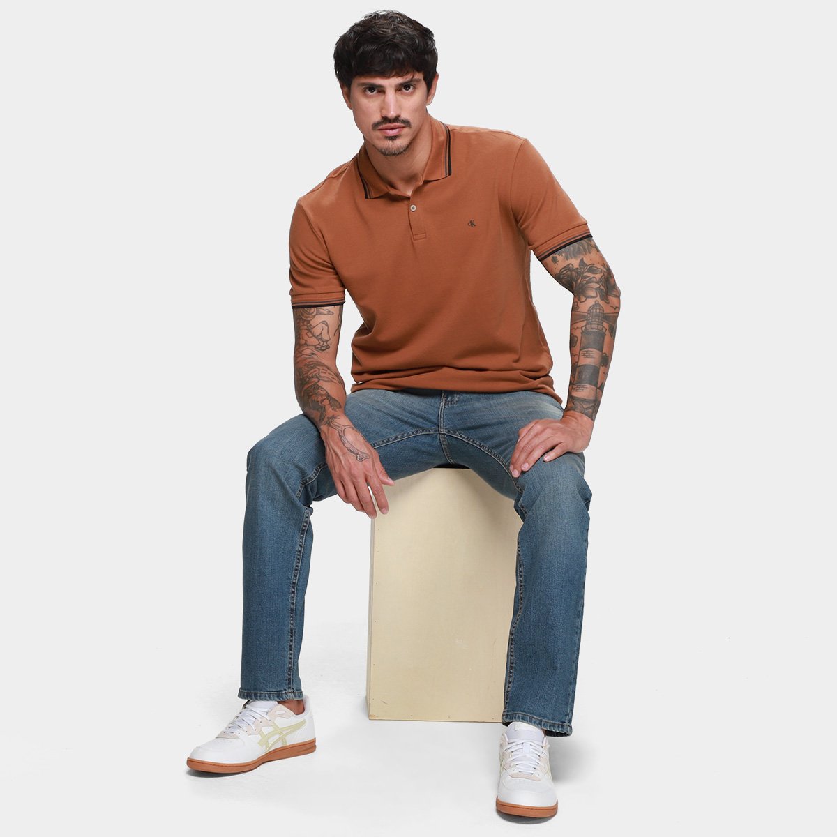 Camisa Polo Calvin Klein Casual Masculina - Tam: P - 5