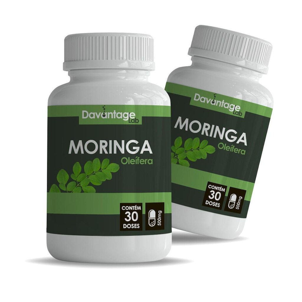 02 Potes do Suplemento Moringa Davantage Lab Em Pó 500 Mg Cápsulas