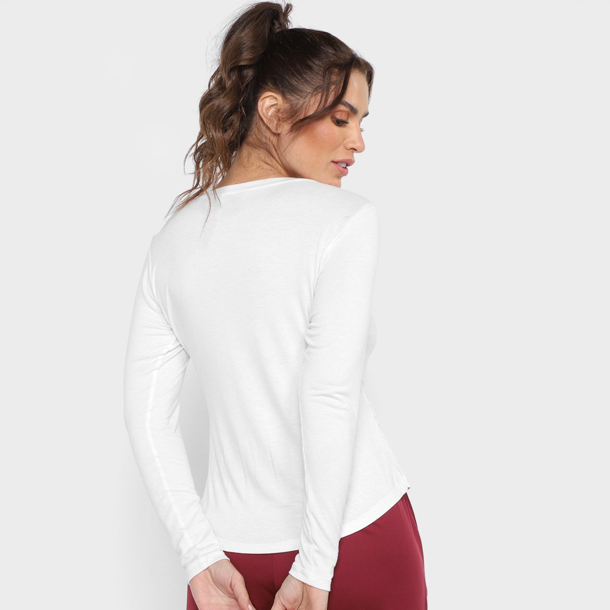 Camiseta Rainha Casual Elastic Manga Longa Feminina - Tam: P - 1