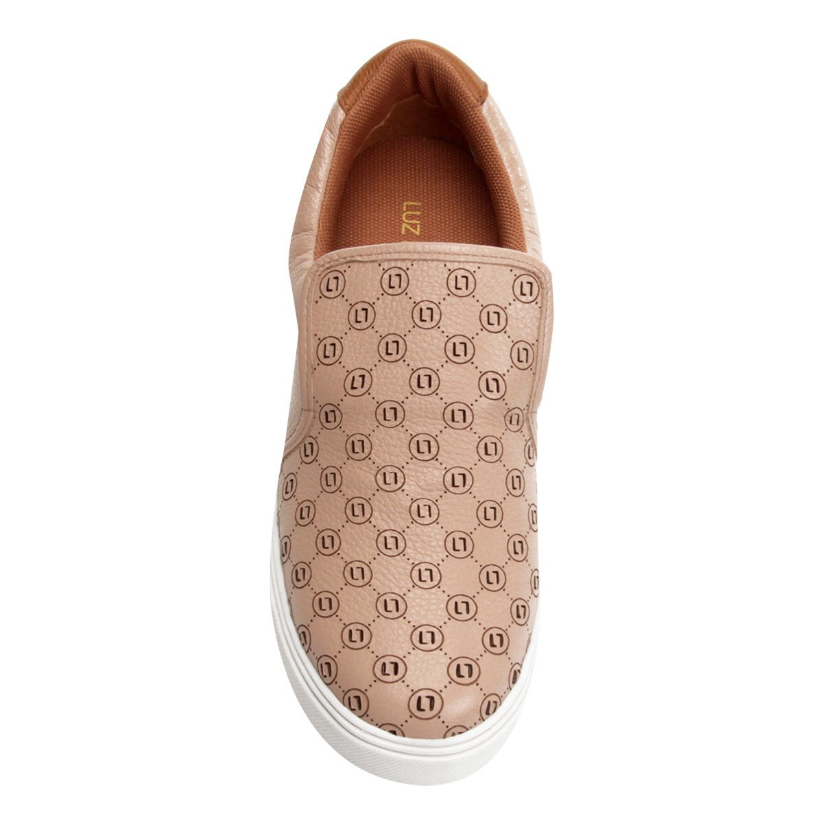 Tênis Couro Luz da Lua Slip On Monograma Feminino