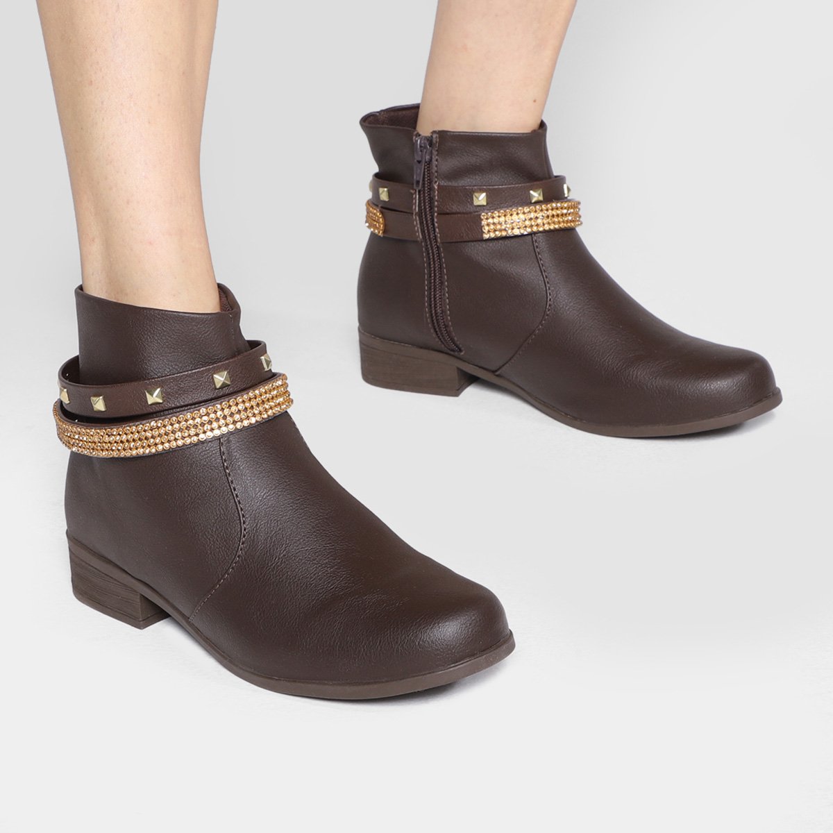 Bota Cano Curto Look Fashion Multi Tiras Feminina - Tam: 38 - 1