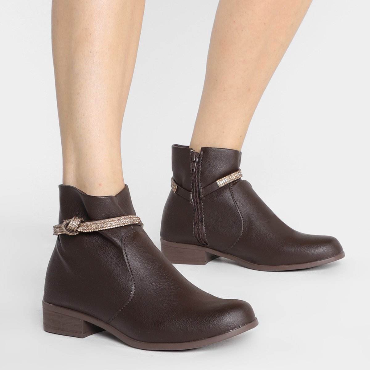 Bota Cano Curto Look Fashion Faixa Hotfix Feminina - Tam: 34 - 1