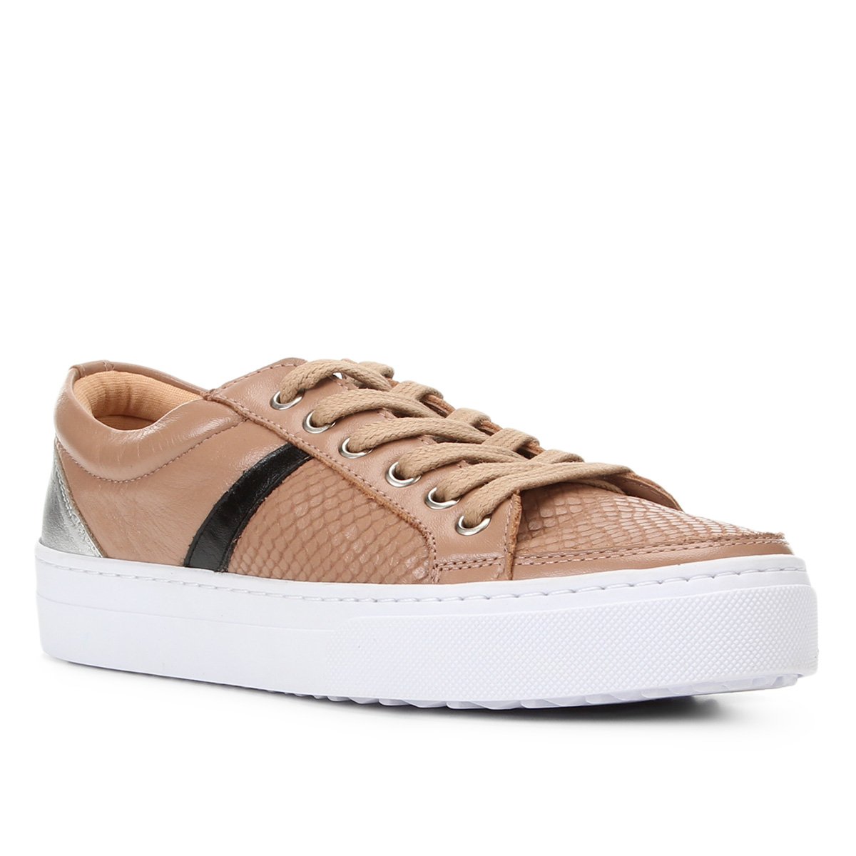 Tênis Couro Shoestock Cobra Listra Feminino