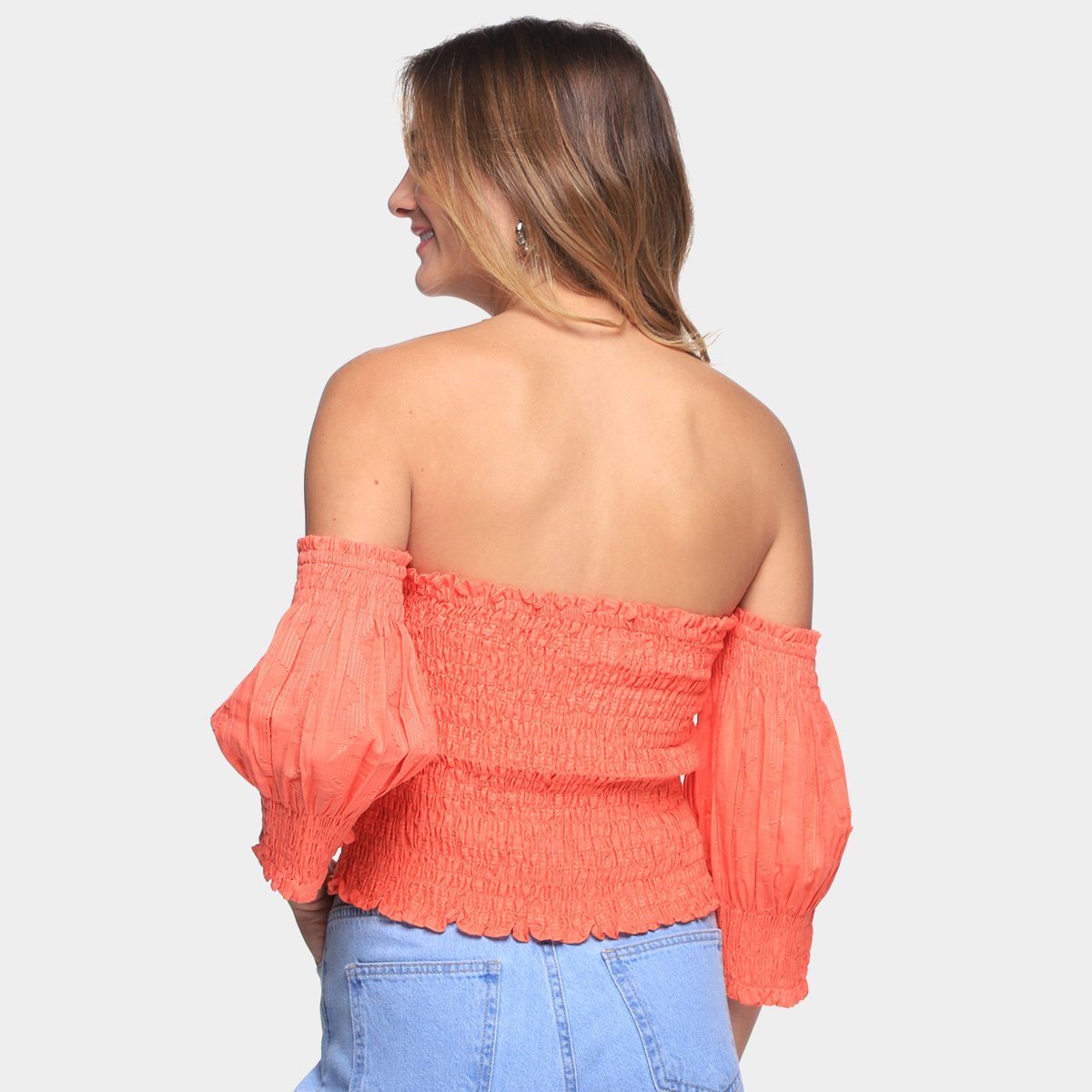 Blusa Cropped Loved Lastex Manga 3/4 Feminina - Tam: M - 1