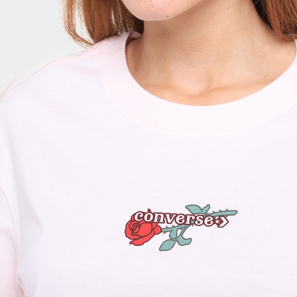 Camiseta Converse Cropped Overs Love Me Feminina - Tam: EP - 2