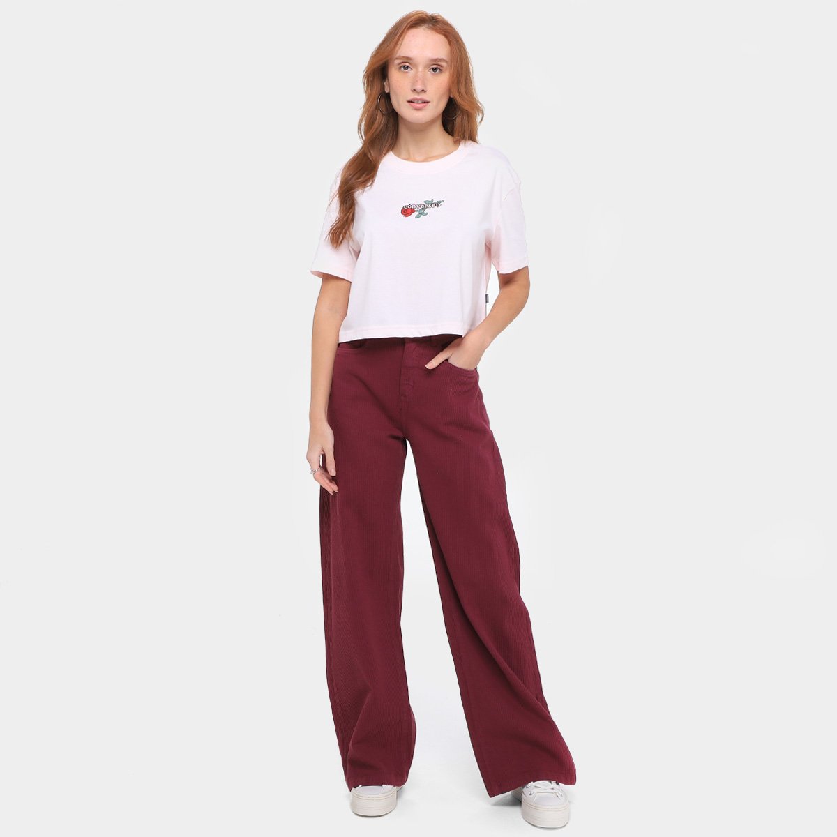 Camiseta Converse Cropped Overs Love Me Feminina - Tam: EP - 3