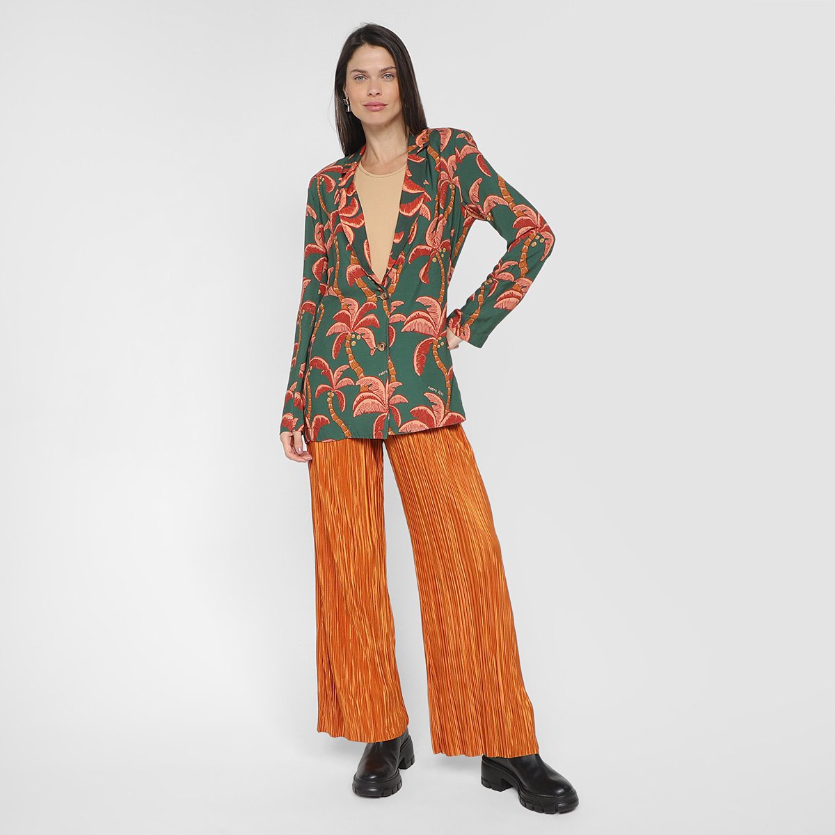 Calça Flare Farm Plissada Feminina - Tam: G - 1