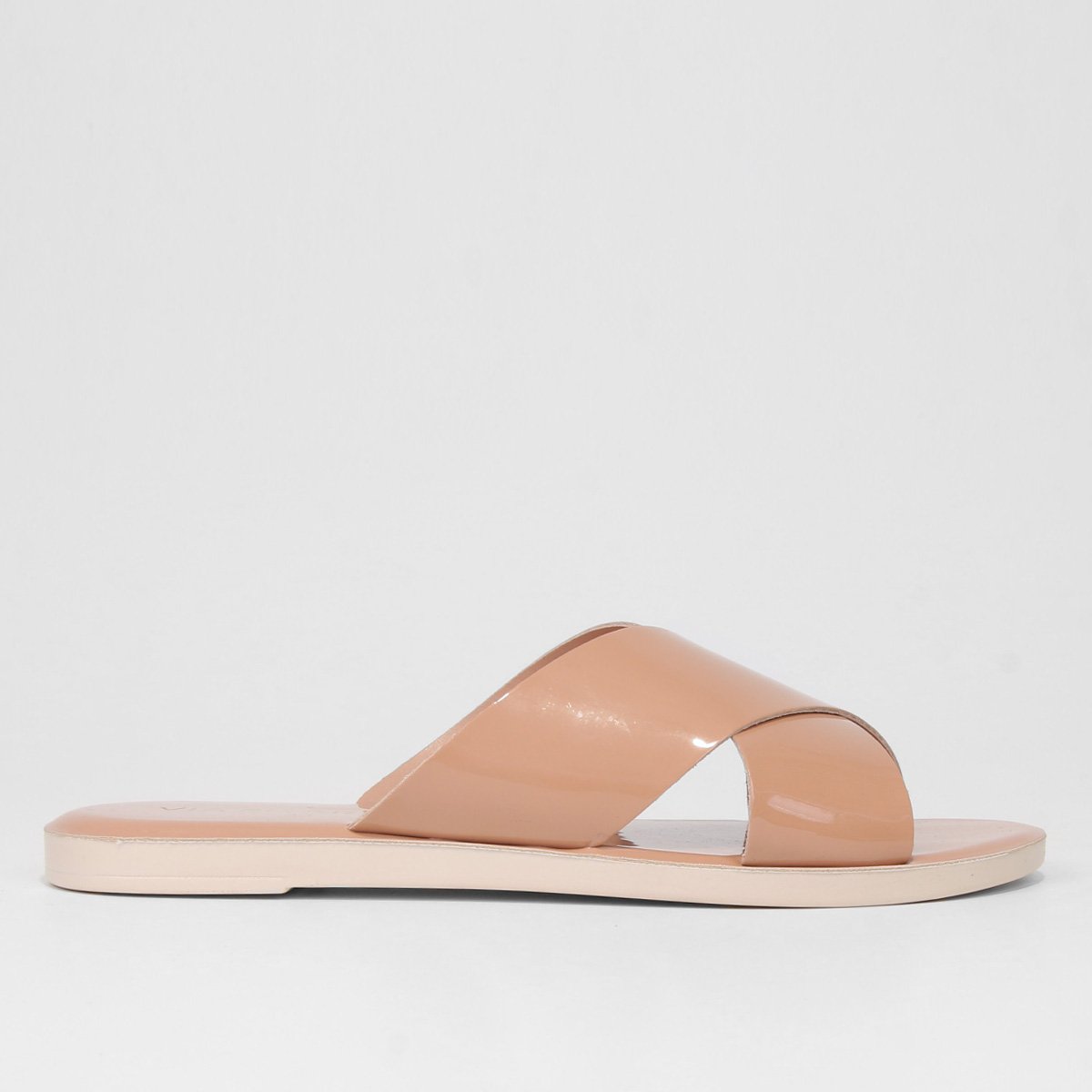 Rasteira Via Scarpa Tiras Cruzadas Verniz Feminina