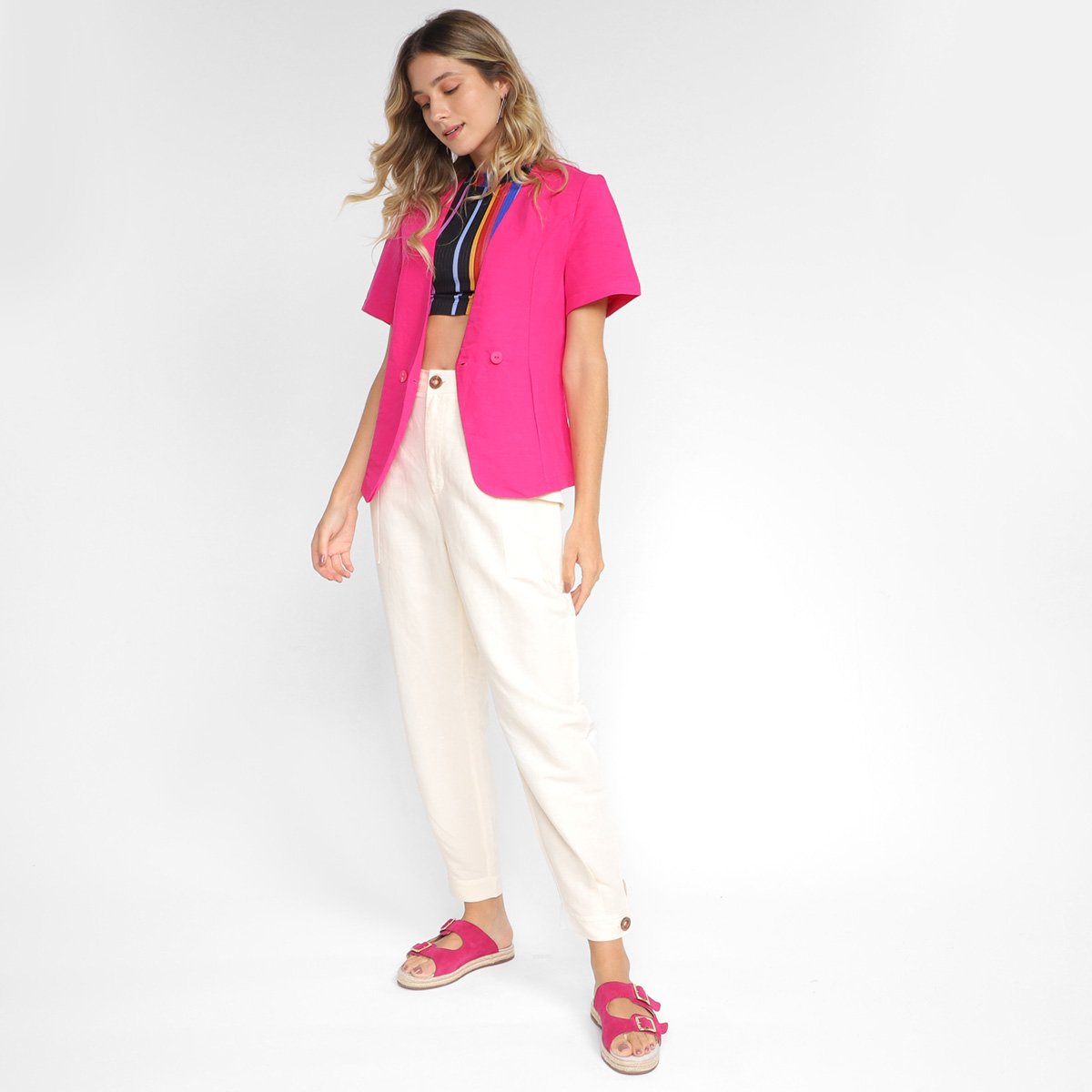 Calça Alfaiataria Joana Colcci Cintura Alta Feminina - Tam: 36 - 3