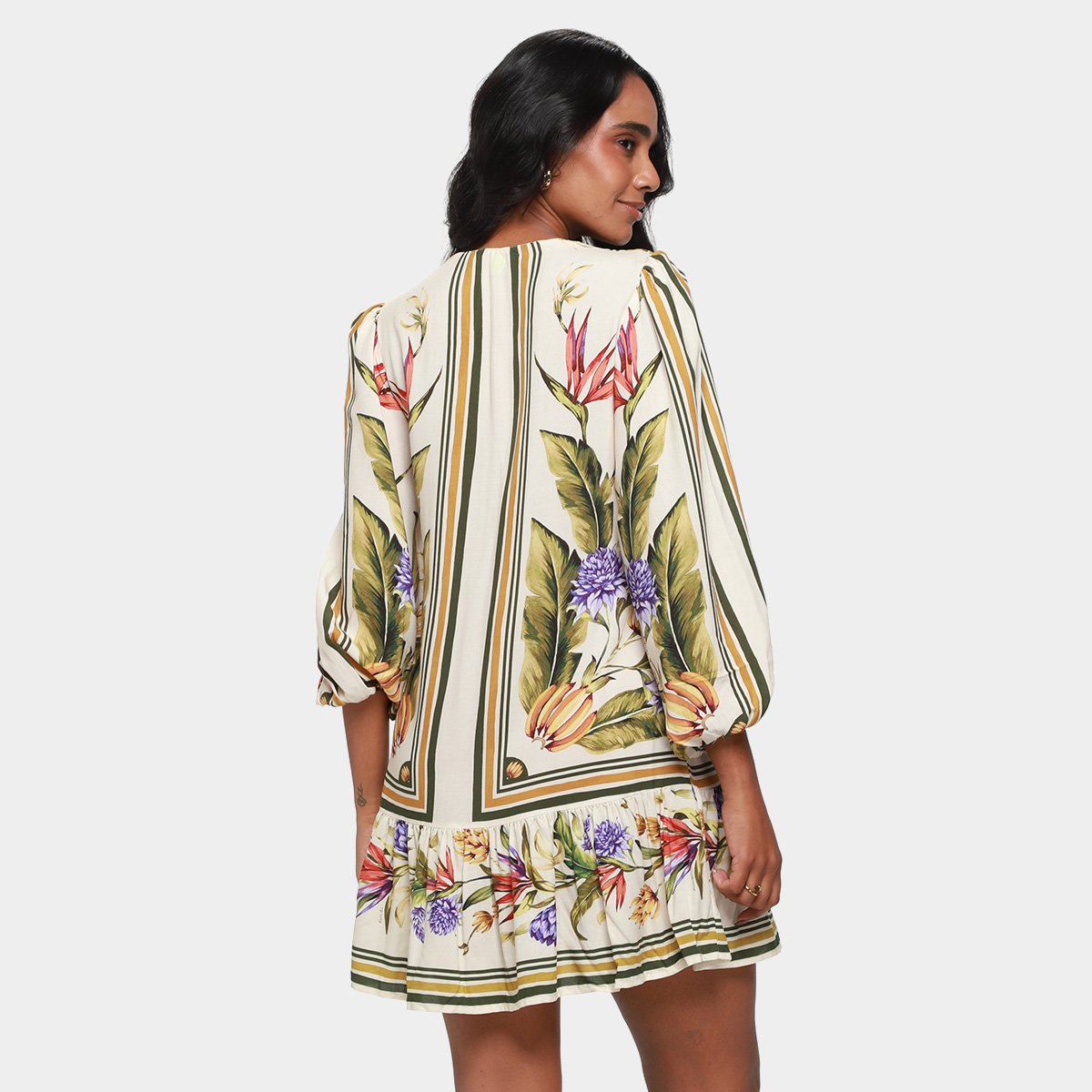 Vestido Curto Farm Lenço Tropical - Tam: M - 1