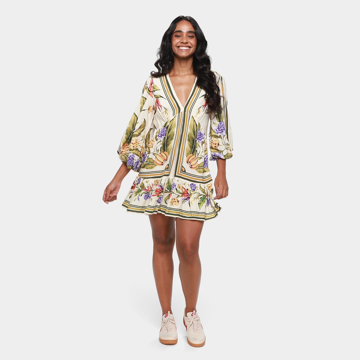 Vestido Curto Farm Lenço Tropical - Tam: M - 3